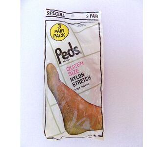 SEALED Pack of Vintage Peds Foot Covers 3 Pair Nylon FIT WOMENS SHOE SIZES 10-12